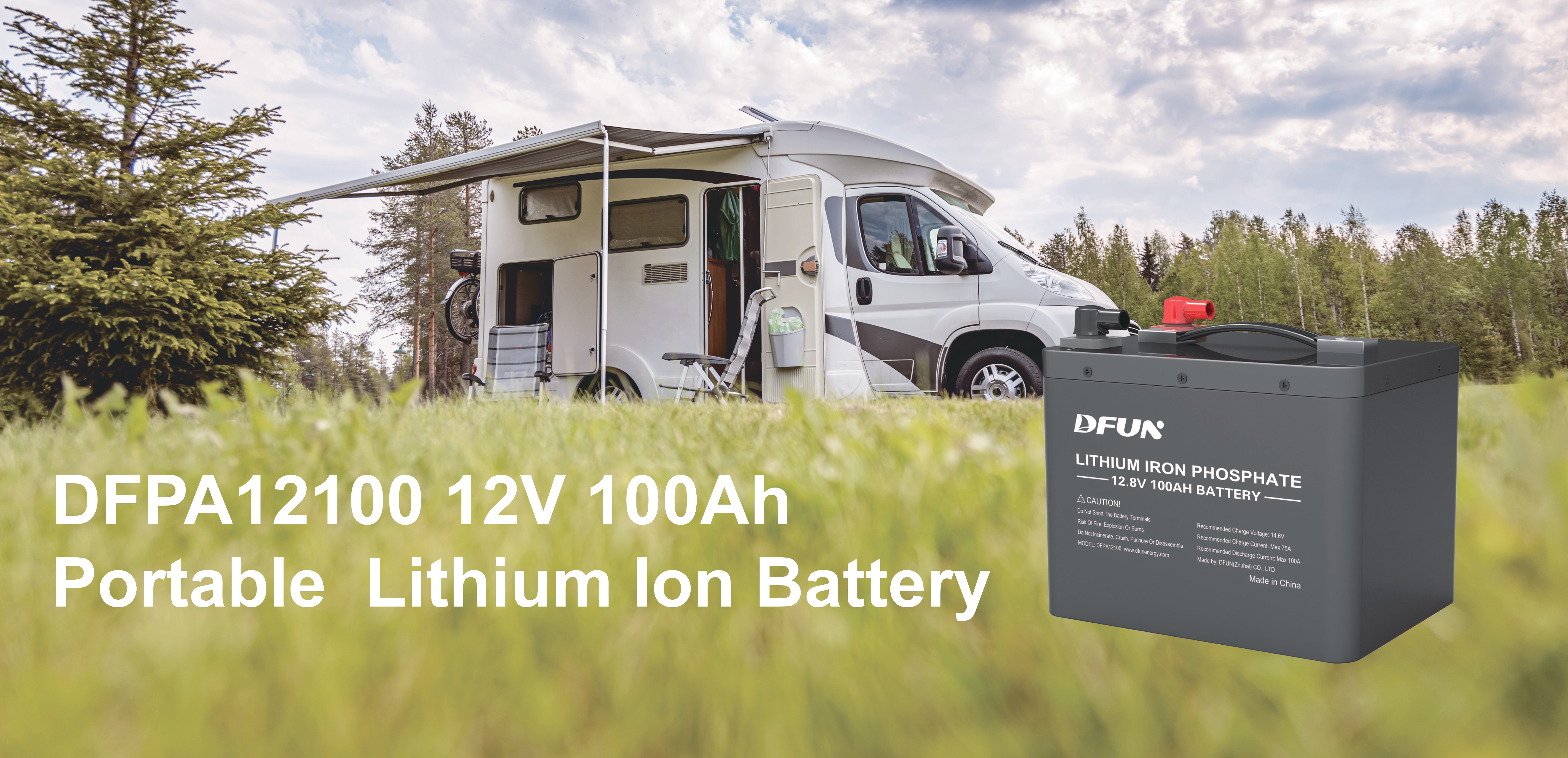 DFPA12100 Tragbarer 12-Volt-Lithium-Ionen-Akku mit 100 Ah