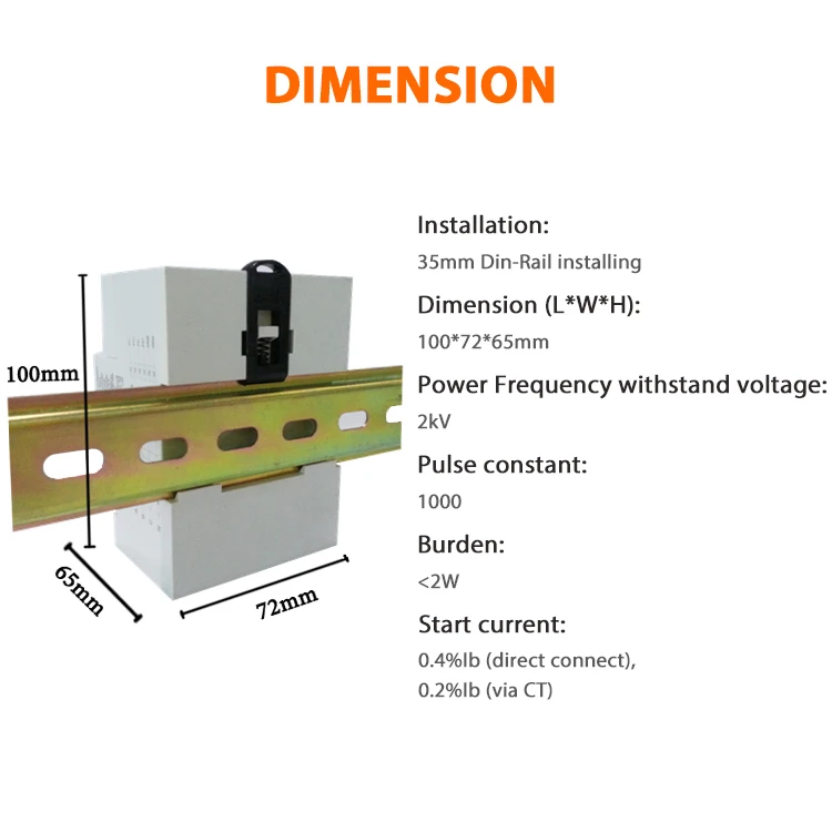 DFPM93 Dreiphasen-Energiezähler 5A über CT-Dimension