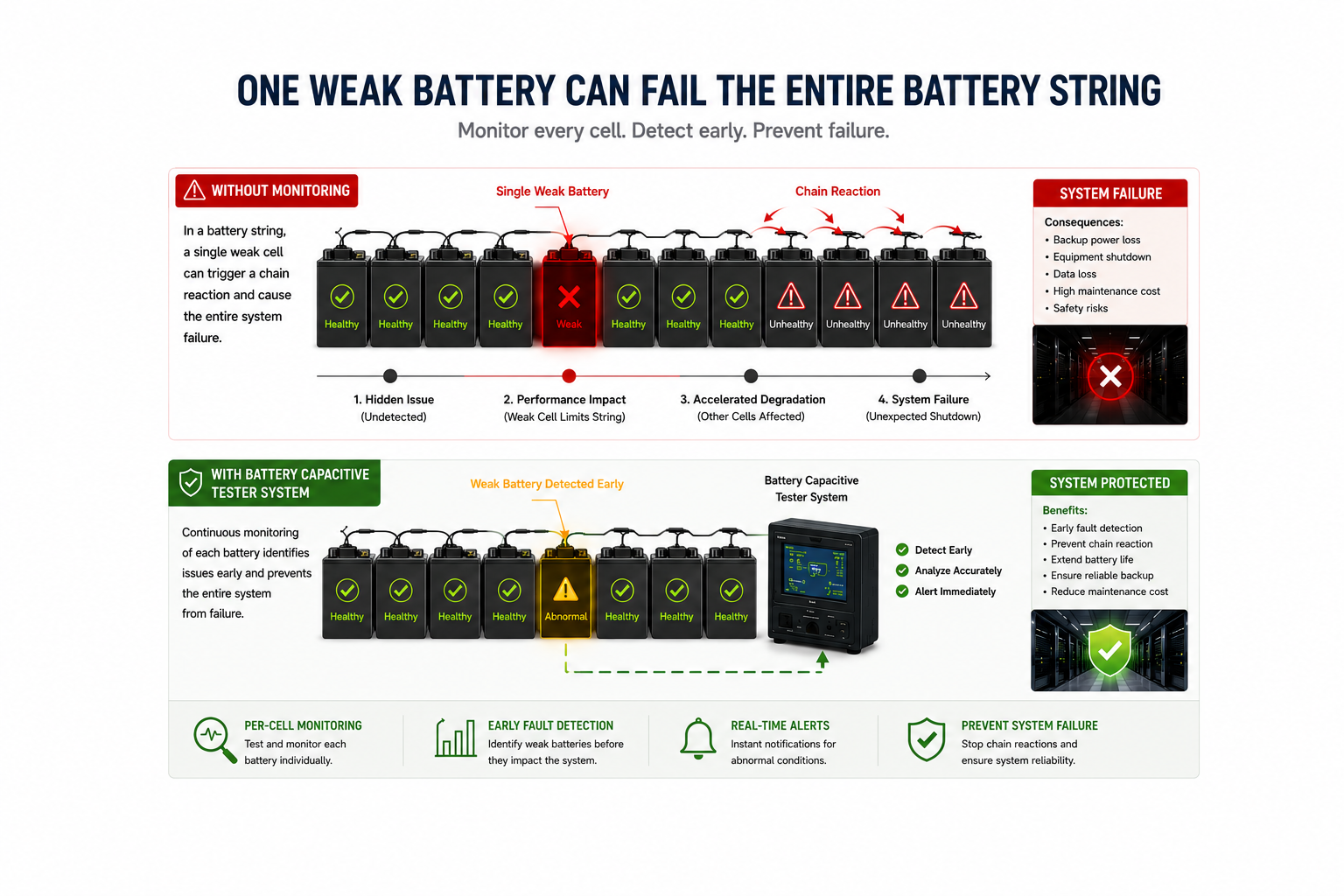 Schwacher Batterieketteneffekt im USV-Batteriesystem